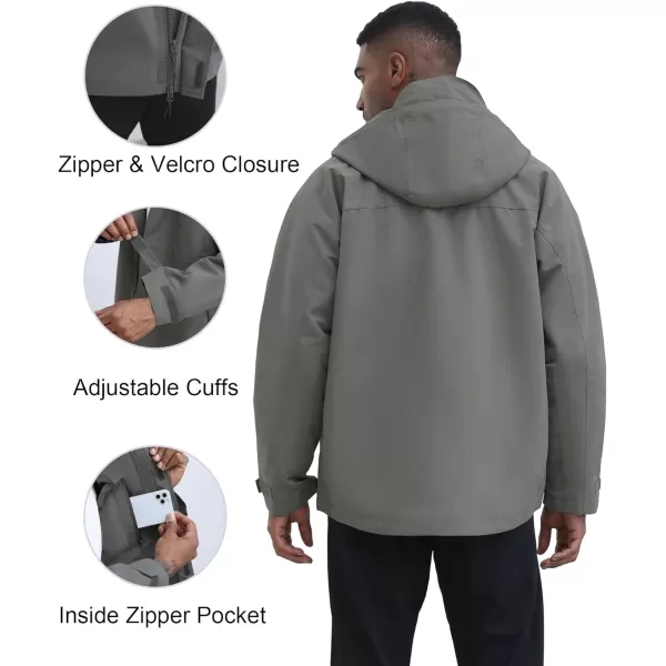 THE GYM PEOPLE Mens Waterproof Shell Jacket Outdoor Windbreaker Hiking Rain Coat with HoodCharcoal Grey