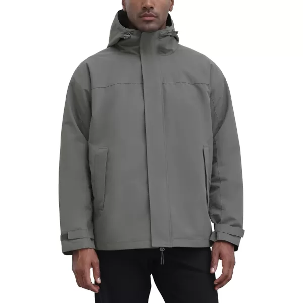 THE GYM PEOPLE Mens Waterproof Shell Jacket Outdoor Windbreaker Hiking Rain Coat with HoodCharcoal Grey