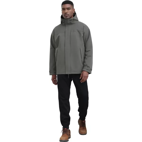THE GYM PEOPLE Mens Waterproof Shell Jacket Outdoor Windbreaker Hiking Rain Coat with HoodCharcoal Grey