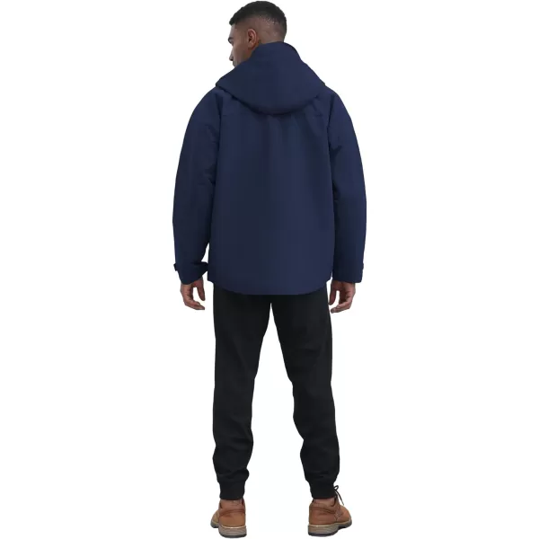 THE GYM PEOPLE Mens Waterproof Shell Jacket Outdoor Windbreaker Hiking Rain Coat with HoodNavy Blue