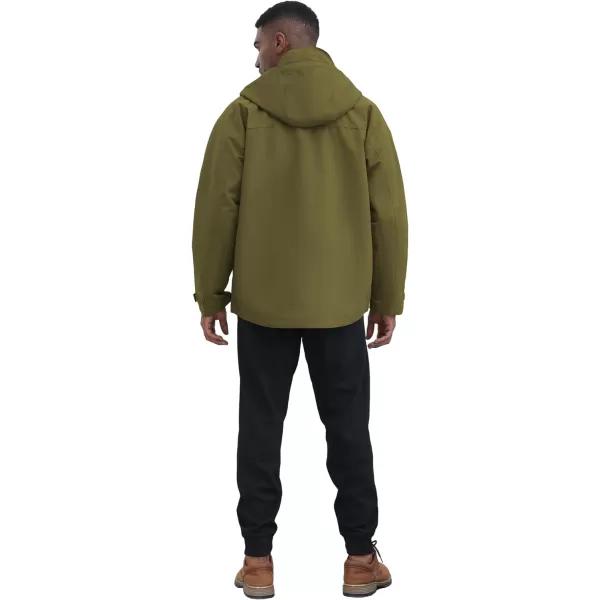 THE GYM PEOPLE Mens Waterproof Shell Jacket Outdoor Windbreaker Hiking Rain Coat with HoodOlive Green