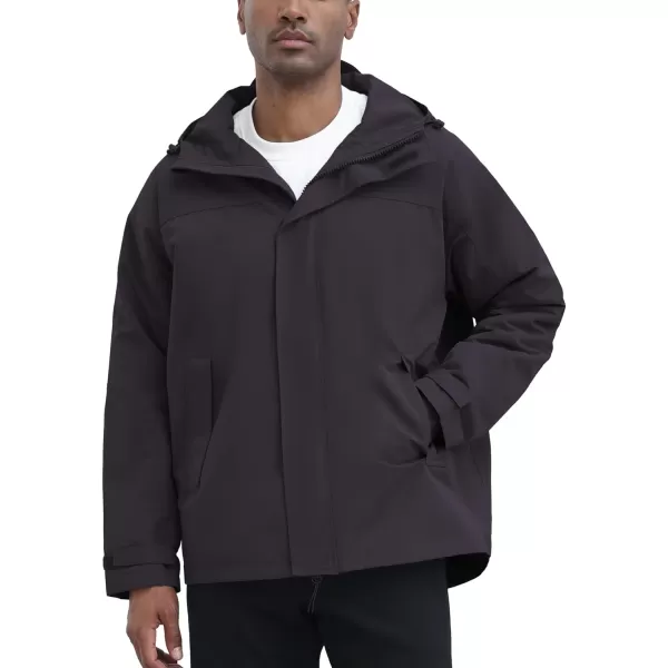 THE GYM PEOPLE Mens Waterproof Shell Jacket Outdoor Windbreaker Hiking Rain Coat with HoodRose Purple