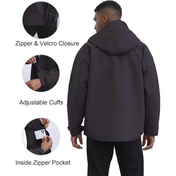 THE GYM PEOPLE Mens Waterproof Shell Jacket Outdoor Windbreaker Hiking Rain Coat with HoodRose Purple