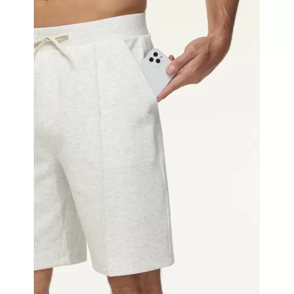 THE GYM PEOPLE Mens Workout Shorts Drawstring Athletic Loose Fit Lounge Sweat Shorts with PocketsHeather White