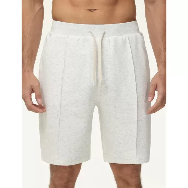 THE GYM PEOPLE Mens Workout Shorts Drawstring Athletic Loose Fit Lounge Sweat Shorts with PocketsHeather White