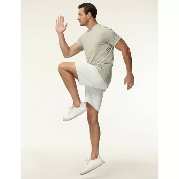 THE GYM PEOPLE Mens Workout Shorts Drawstring Athletic Loose Fit Lounge Sweat Shorts with PocketsHeather White