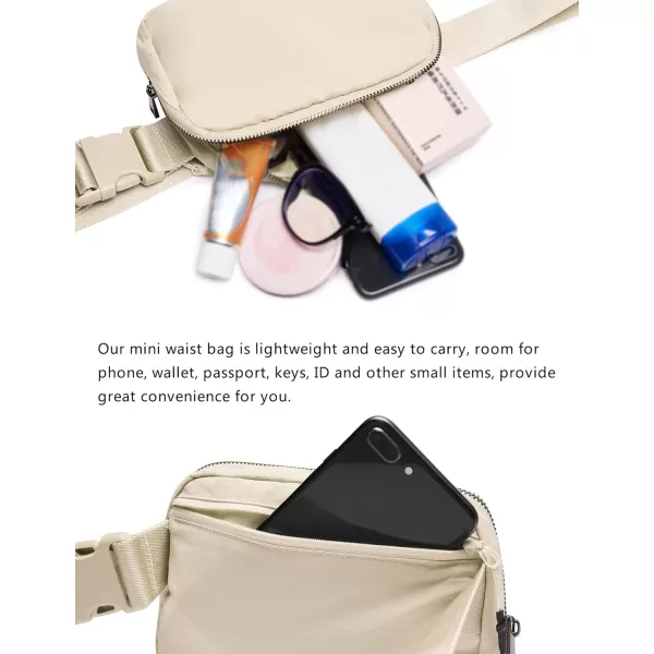 THE GYM PEOPLE Mini Belt Bag Unisex Workout Fanny Pack with Adjustable Strap for Travel Running HikingBeige