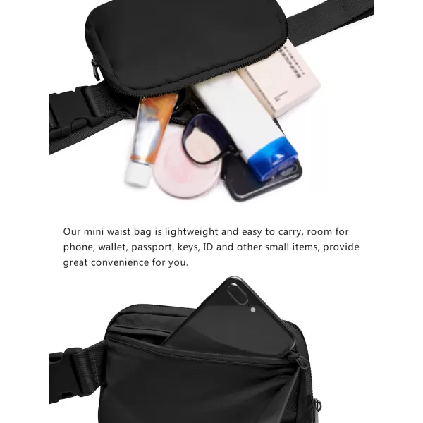 THE GYM PEOPLE Mini Belt Bag Unisex Workout Fanny Pack with Adjustable Strap for Travel Running HikingBlack