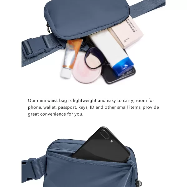 THE GYM PEOPLE Mini Belt Bag Unisex Workout Fanny Pack with Adjustable Strap for Travel Running HikingBlue