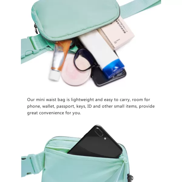 THE GYM PEOPLE Mini Belt Bag Unisex Workout Fanny Pack with Adjustable Strap for Travel Running HikingMint Green
