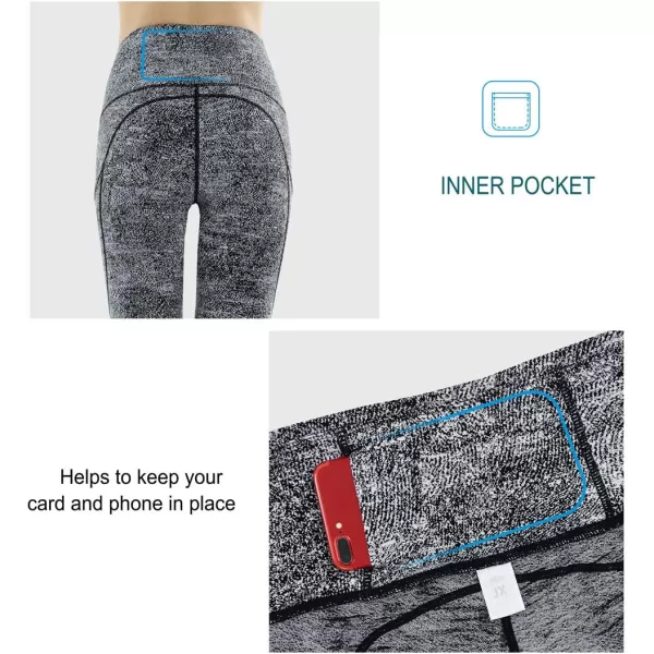 THE GYM PEOPLE Thick High Waist Capris Yoga Pants with Pockets Tummy Control Workout Running Yoga Leggings for WomenBlackWhiteGrey