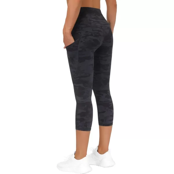 THE GYM PEOPLE Thick High Waist Capris Yoga Pants with Pockets Tummy Control Workout Running Yoga Leggings for WomenZcapris Camo