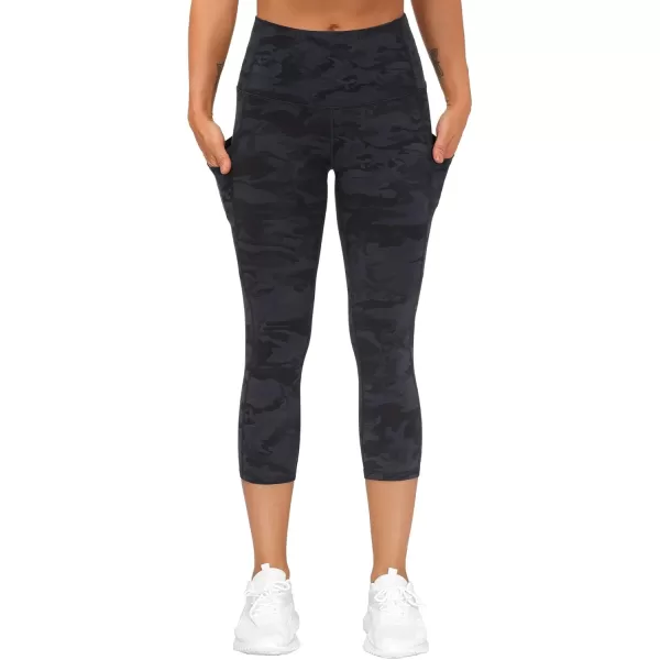 THE GYM PEOPLE Thick High Waist Capris Yoga Pants with Pockets Tummy Control Workout Running Yoga Leggings for WomenZcapris Camo