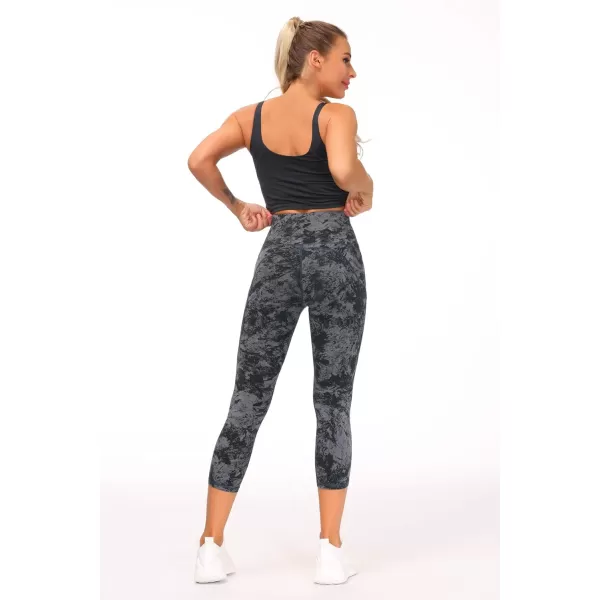 THE GYM PEOPLE Thick High Waist Capris Yoga Pants with Pockets Tummy Control Workout Running Yoga Leggings for WomenZcapris Gray Marble