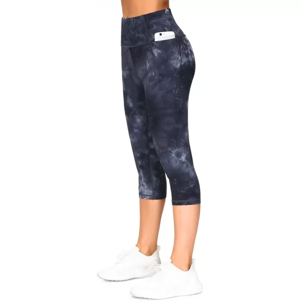 THE GYM PEOPLE Tummy Control Workout Capris Leggings with Pockets High Waist Athletic Yoga Pants for Women Running HikingBlackDark GreyWhite