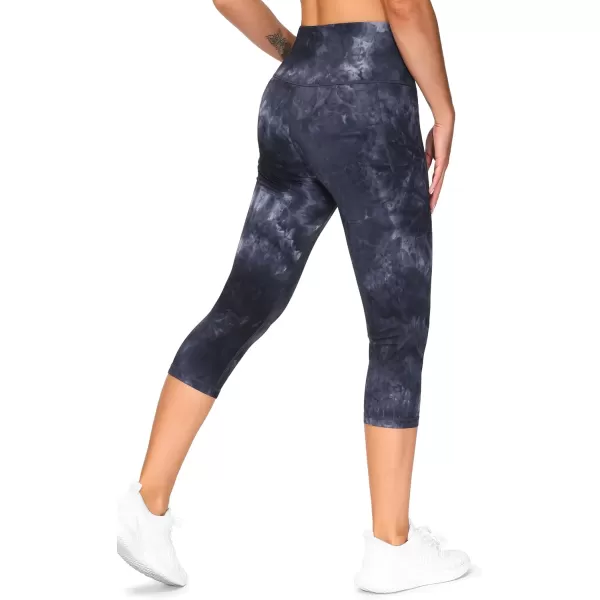 THE GYM PEOPLE Tummy Control Workout Capris Leggings with Pockets High Waist Athletic Yoga Pants for Women Running HikingBlackDark GreyWhite