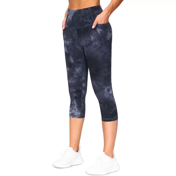 THE GYM PEOPLE Tummy Control Workout Capris Leggings with Pockets High Waist Athletic Yoga Pants for Women Running HikingBlackDark GreyWhite