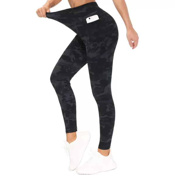 THE GYM PEOPLE Tummy Control Workout Leggings with Pockets High Waist Athletic Yoga Pants for Women Running FitnessBlueDark GreyBlack