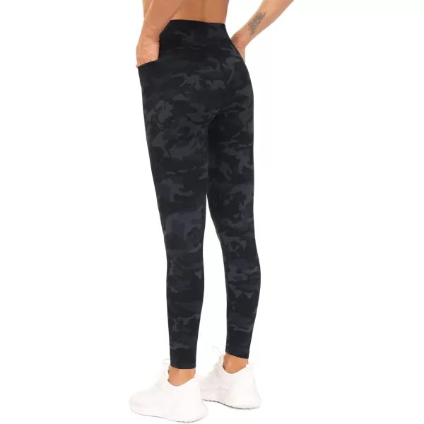 THE GYM PEOPLE Tummy Control Workout Leggings with Pockets High Waist Athletic Yoga Pants for Women Running FitnessBlueDark GreyBlack