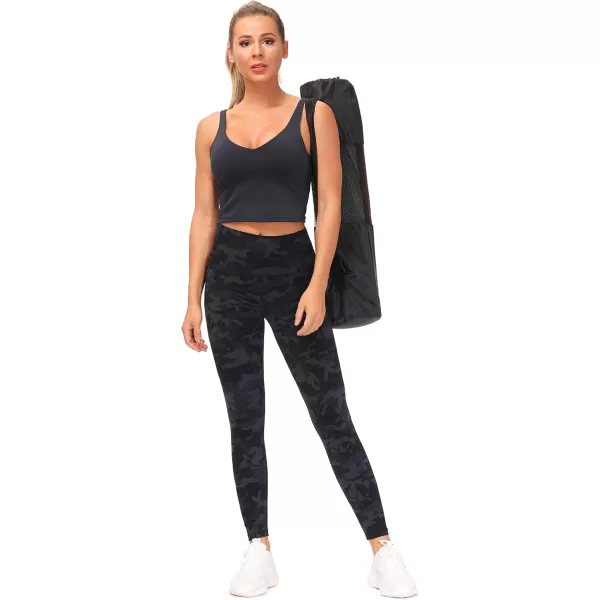 THE GYM PEOPLE Tummy Control Workout Leggings with Pockets High Waist Athletic Yoga Pants for Women Running FitnessBlueDark GreyBlack