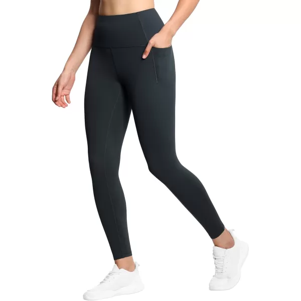 THE GYM PEOPLE Tummy Control Workout Leggings with Pockets High Waist Athletic Yoga Pants for Women Running FitnessCharcoal Grey