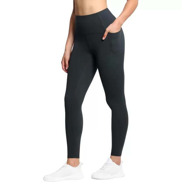 THE GYM PEOPLE Tummy Control Workout Leggings with Pockets High Waist Athletic Yoga Pants for Women Running FitnessCharcoal Grey