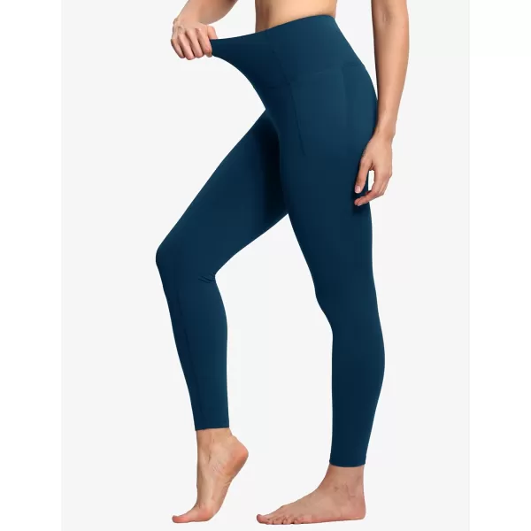 THE GYM PEOPLE Tummy Control Workout Leggings with Pockets High Waist Athletic Yoga Pants for Women Running FitnessDark Blue Green