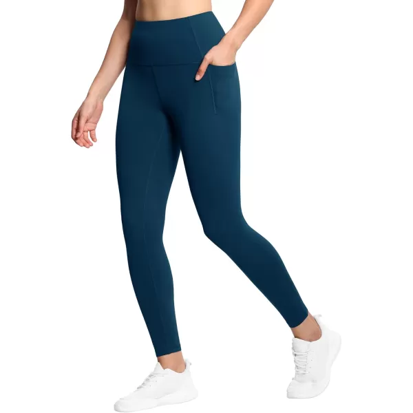 THE GYM PEOPLE Tummy Control Workout Leggings with Pockets High Waist Athletic Yoga Pants for Women Running FitnessDark Blue Green