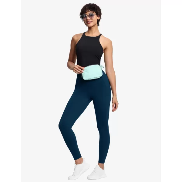 THE GYM PEOPLE Tummy Control Workout Leggings with Pockets High Waist Athletic Yoga Pants for Women Running FitnessDark Blue Green