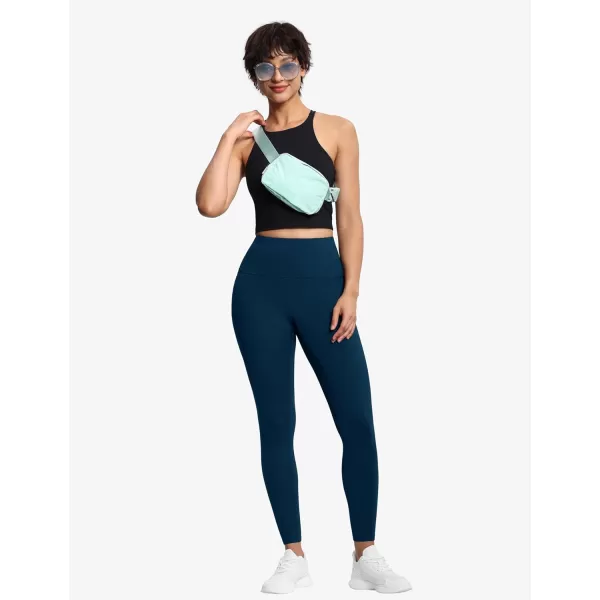 THE GYM PEOPLE Tummy Control Workout Leggings with Pockets High Waist Athletic Yoga Pants for Women Running FitnessDark Blue Green