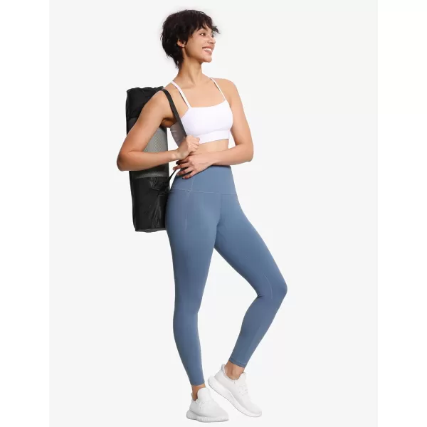 THE GYM PEOPLE Tummy Control Workout Leggings with Pockets High Waist Athletic Yoga Pants for Women Running FitnessGrey Blue