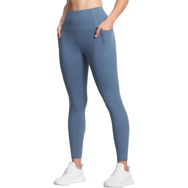 THE GYM PEOPLE Tummy Control Workout Leggings with Pockets High Waist Athletic Yoga Pants for Women Running FitnessGrey Blue