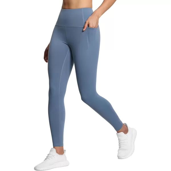 THE GYM PEOPLE Tummy Control Workout Leggings with Pockets High Waist Athletic Yoga Pants for Women Running FitnessGrey Blue
