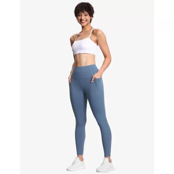 THE GYM PEOPLE Tummy Control Workout Leggings with Pockets High Waist Athletic Yoga Pants for Women Running FitnessGrey Blue