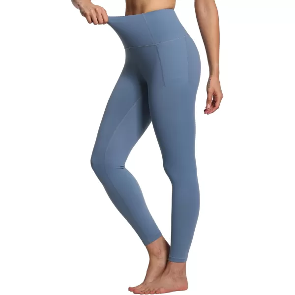 THE GYM PEOPLE Tummy Control Workout Leggings with Pockets High Waist Athletic Yoga Pants for Women Running FitnessGrey Blue