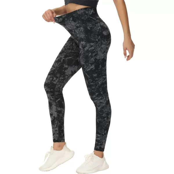 THE GYM PEOPLE Tummy Control Workout Leggings with Pockets High Waist Athletic Yoga Pants for Women Running FitnessGrey Marble