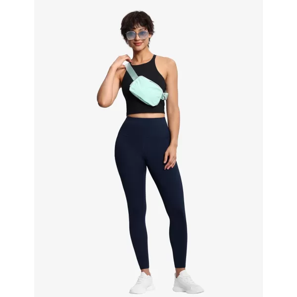THE GYM PEOPLE Tummy Control Workout Leggings with Pockets High Waist Athletic Yoga Pants for Women Running FitnessNavy Blue