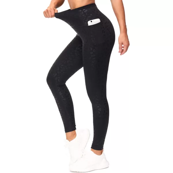 THE GYM PEOPLE Tummy Control Workout Leggings with Pockets High Waist Athletic Yoga Pants for Women Running FitnessSilverBlack