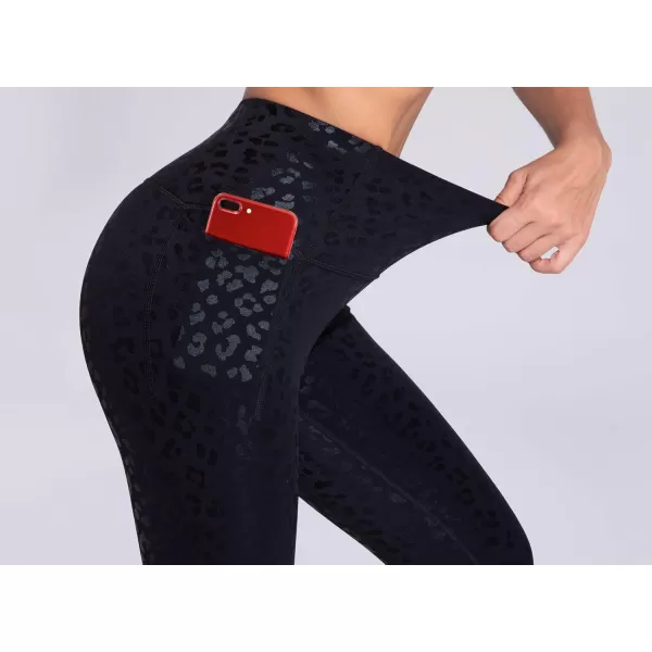 THE GYM PEOPLE Tummy Control Workout Leggings with Pockets High Waist Athletic Yoga Pants for Women Running FitnessSilverBlack