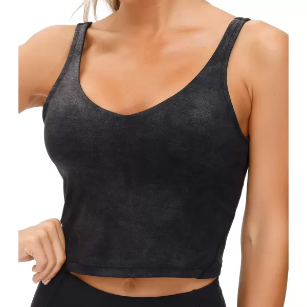THE GYM PEOPLE Womens Camo Longline Sports Bra Wirefree Padded Medium Support Yoga Bras Gym Running Workout Tank TopsFaux Leather Coated