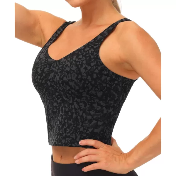 THE GYM PEOPLE Womens Camo Longline Sports Bra Wirefree Padded Medium Support Yoga Bras Gym Running Workout Tank TopsGraffiti