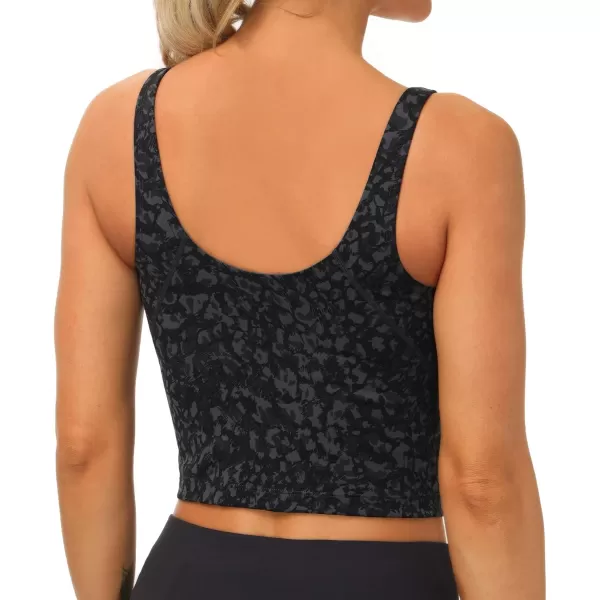 THE GYM PEOPLE Womens Camo Longline Sports Bra Wirefree Padded Medium Support Yoga Bras Gym Running Workout Tank TopsGraffiti