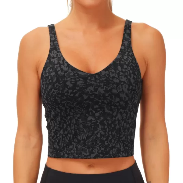THE GYM PEOPLE Womens Camo Longline Sports Bra Wirefree Padded Medium Support Yoga Bras Gym Running Workout Tank TopsGraffiti