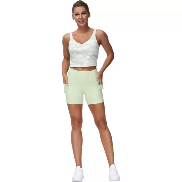 THE GYM PEOPLE Womens Camo Longline Sports Bra Wirefree Padded Medium Support Yoga Bras Gym Running Workout Tank TopsWhite Camo