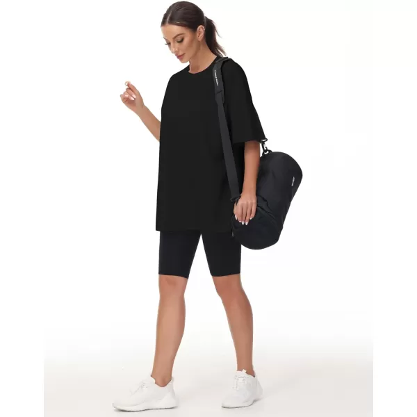 THE GYM PEOPLE Womens Casual Oversized TShirts Summer Crewneck Short Sleeve Workout Basic Tee TopsBlack