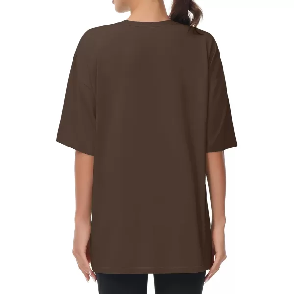 THE GYM PEOPLE Womens Casual Oversized TShirts Summer Crewneck Short Sleeve Workout Basic Tee TopsBrown