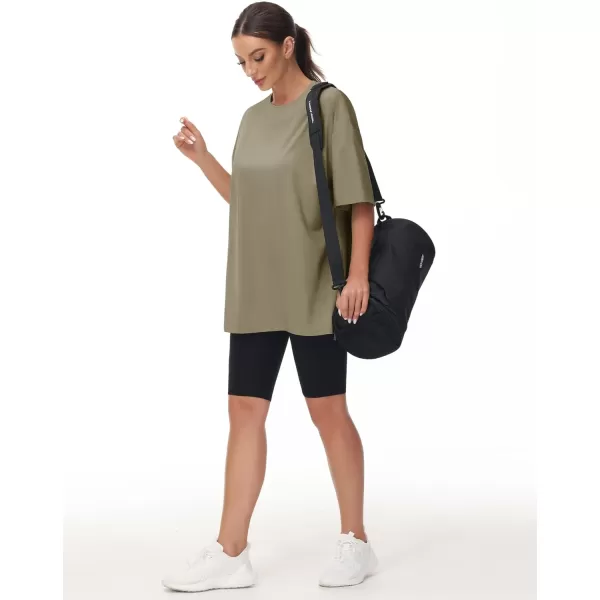 THE GYM PEOPLE Womens Casual Oversized TShirts Summer Crewneck Short Sleeve Workout Basic Tee TopsGrey Green