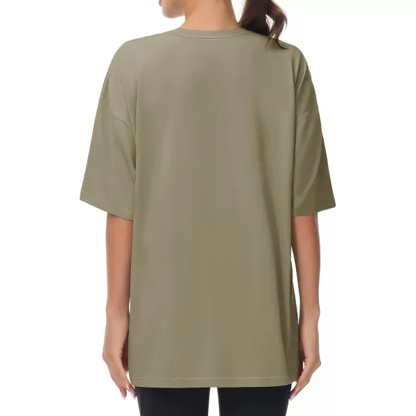 THE GYM PEOPLE Womens Casual Oversized TShirts Summer Crewneck Short Sleeve Workout Basic Tee TopsGrey Green
