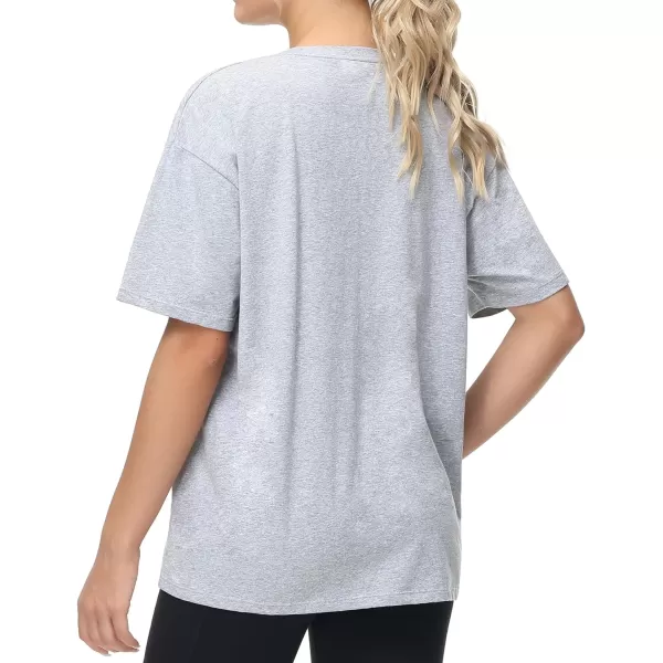 THE GYM PEOPLE Womens Casual Oversized TShirts Summer Crewneck Short Sleeve Workout Basic Tee TopsHeather Grey