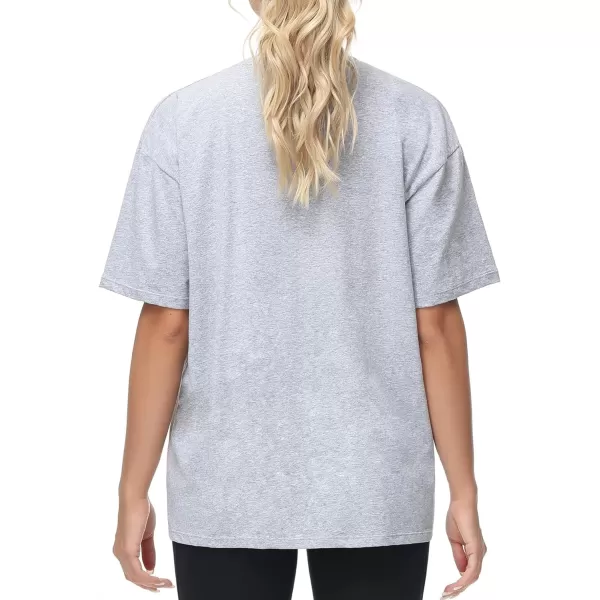 THE GYM PEOPLE Womens Casual Oversized TShirts Summer Crewneck Short Sleeve Workout Basic Tee TopsHeather Grey